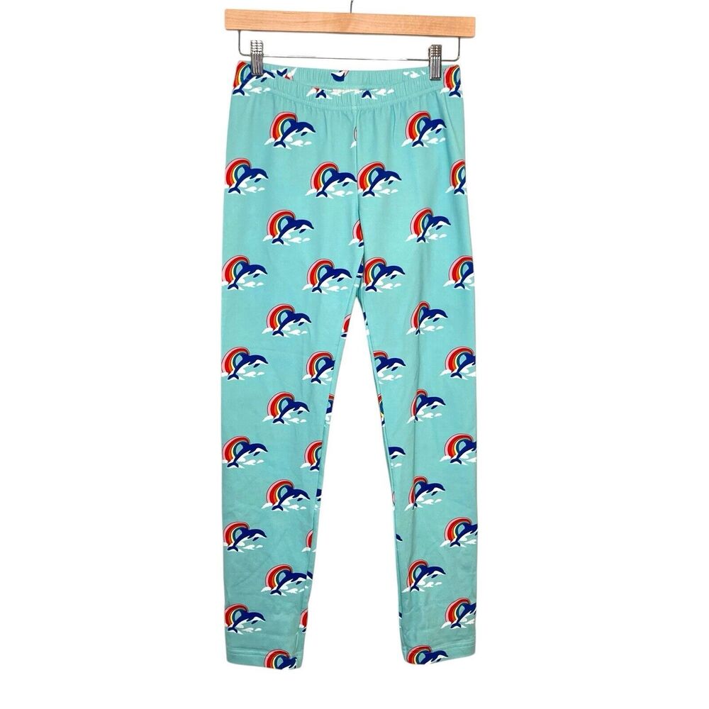 Hanna Andersson Youth Dolphin Rainbow Print Long John Pajamas in Cotton Blend 14